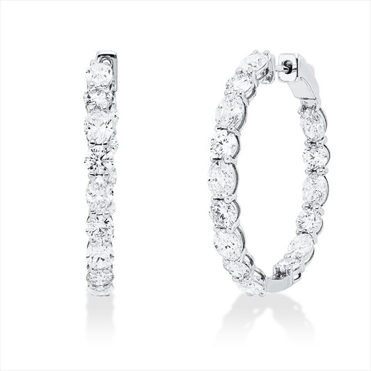 Creolen 18 kt WG, 16 Oval 3,75 ct, W-vsi/si, 14 Brill. 2,20 ct, W-vsi/si