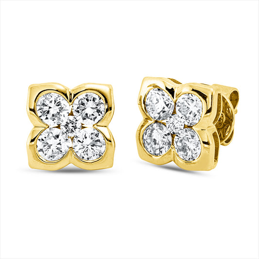 Ohrstecker 18 kt GG, 8 Brill. 1,63 ct, TW-si, 2 Brill. 0,09 ct, TW-pi