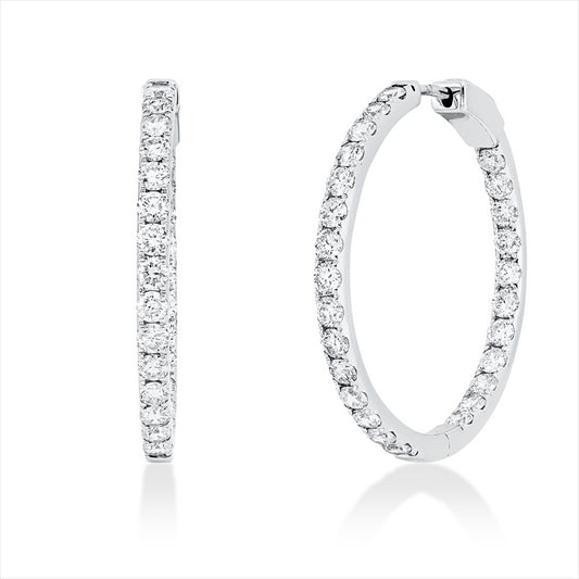 Creolen 18 kt WG, 52 Brill. 2,99 ct, TW-pi