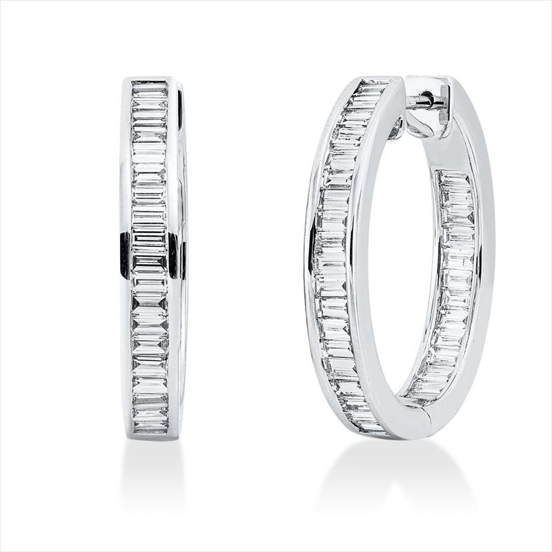 Creolen 18 kt WG, 64 Bag. 3,07 ct, TW-si