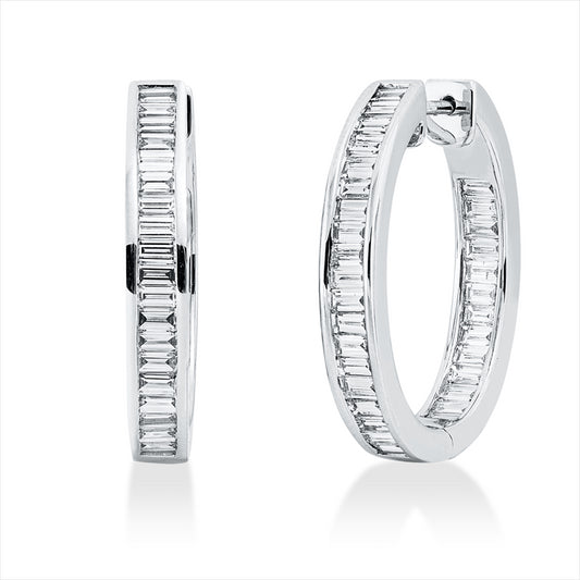 Creolen 18 kt WG, 64 Bag. 3,07 ct, TW-si