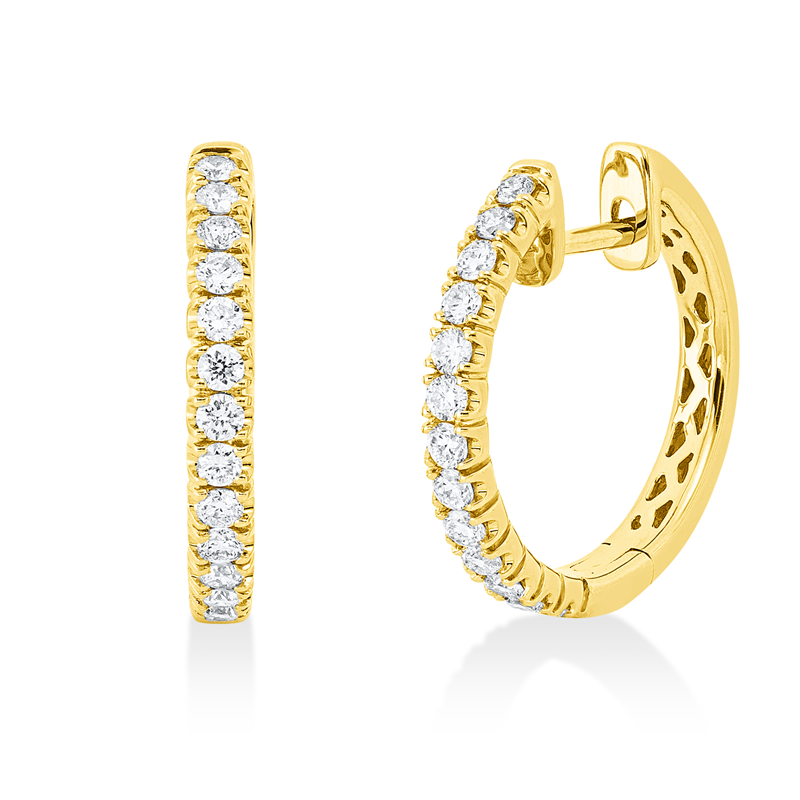 Creolen 18 kt GG, 26 Brill. 0,50 ct, W-pi