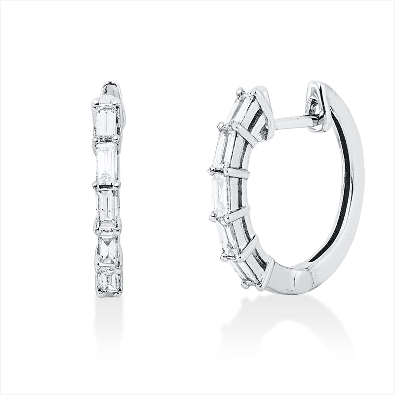 Creolen 18 kt WG, 10 Bag. 0,37 ct, TW-vsi/si