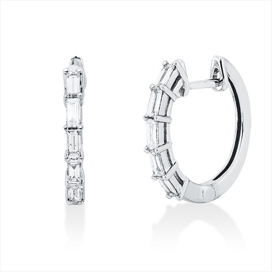 Creolen 18 kt WG, 10 Bag. 0,37 ct, TW-vsi/si