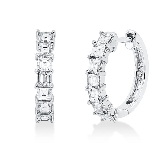 Creolen 18 kt WG, 14 Sm.schliff 1,11 ct, TW-vsi/si