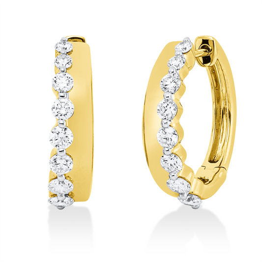 Creolen 14 kt GG+WG, 12 Brill. 0,80 ct, TW-si, 4 Brill. 0,14 ct, TW-si
