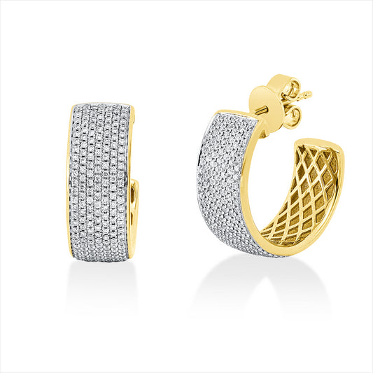 Ohrstecker 14 kt GG+WG, Fassung rhodiniert, 356 Brill. 0,76 ct, TW-si