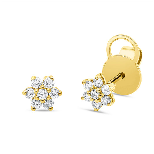 Ohrstecker 14 kt GG, 14 Brill. 0,23 ct, TW-pi