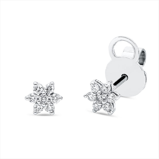 Ohrstecker 18 kt WG, 14 Brill. 0,15 ct, TW-si