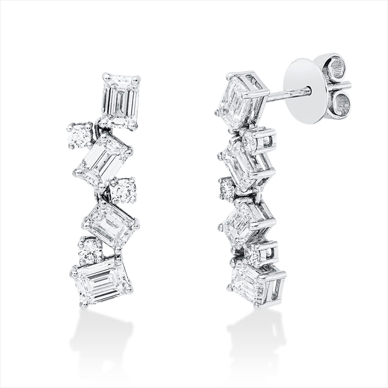 Ohrschmuck 18 kt WG, 8 Sm.schliff 3,18 ct, TW-si, 6 Brill. 0,28 ct, TW-si