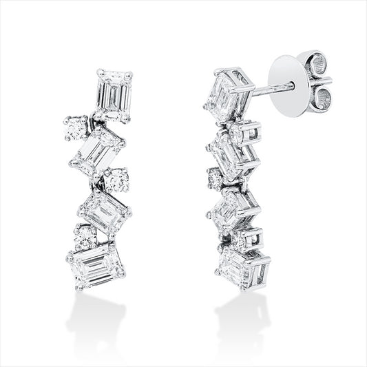 Ohrschmuck 18 kt WG, 8 Sm.schliff 3,18 ct, TW-si, 6 Brill. 0,28 ct, TW-si