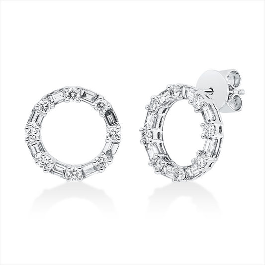 Ohrschmuck 18 kt WG, 16 Bag. 0,58 ct, TW-vsi, 16 Brill. 0,39 ct, TW-si