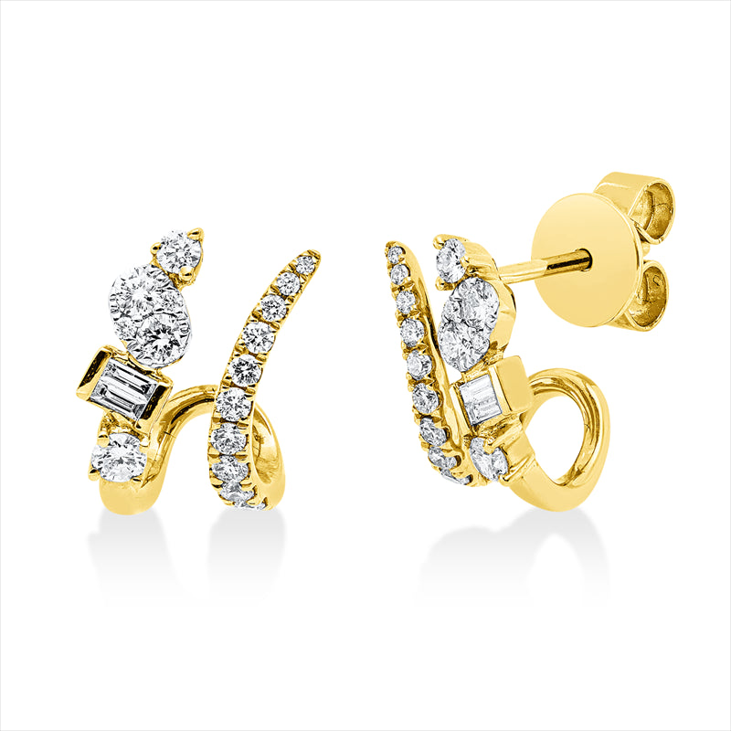 Ohrstecker 18 kt GG+WG, 8 Brill. 0,26 ct, TW-si, 4 Bag. 0,05 ct, TW-si, 24 Brill. 0,22 ct, TW-si