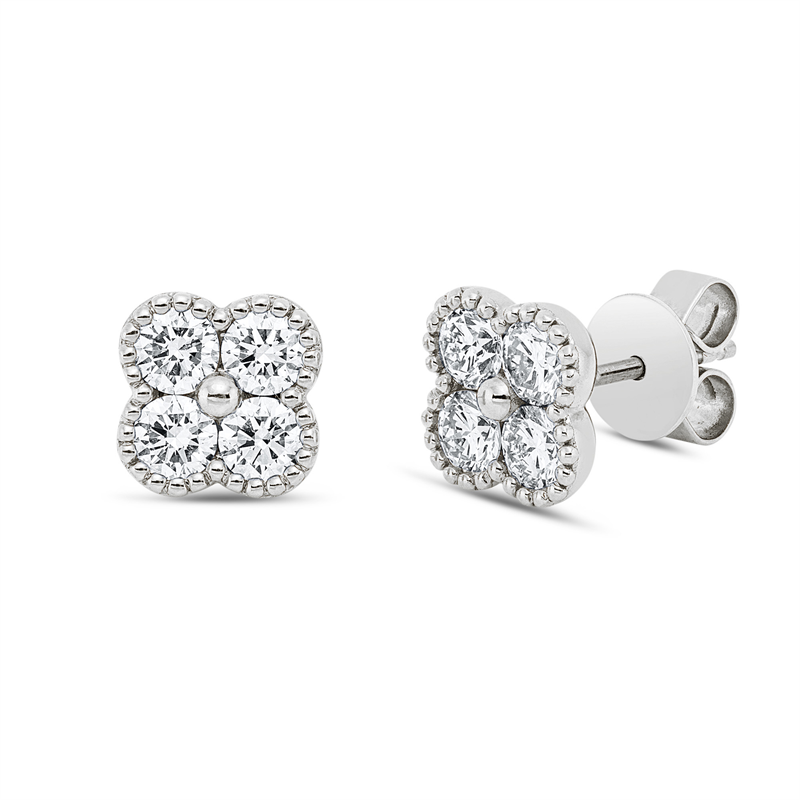 Ohrstecker 18 kt WG, 8 Brill. 1,28 ct, TW-si