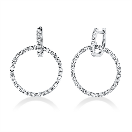 Ohrschmuck 18 kt WG, 88 Brill. 1,26 ct, TW-si