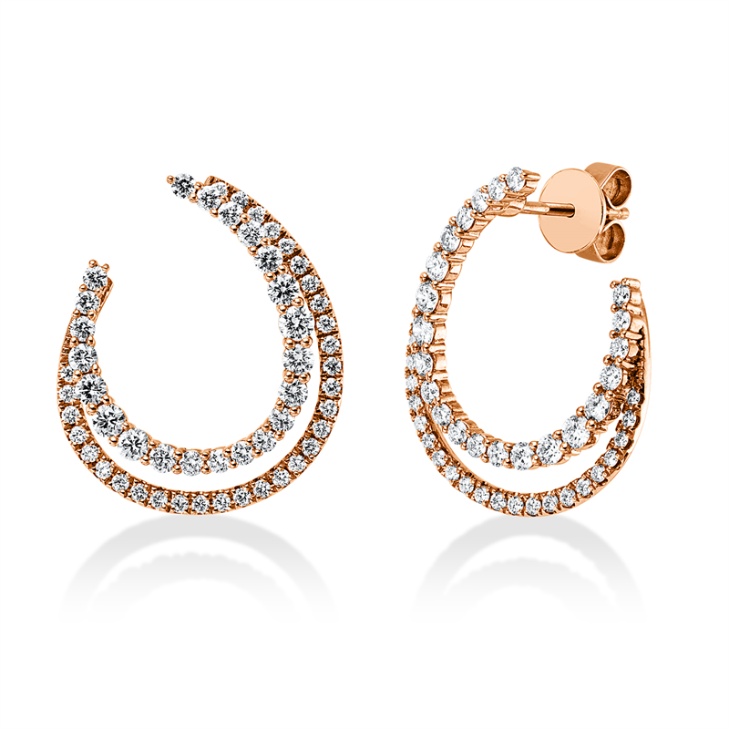 Ohrstecker 18 kt RG, 106 Brill. 1,69 ct, TW-si