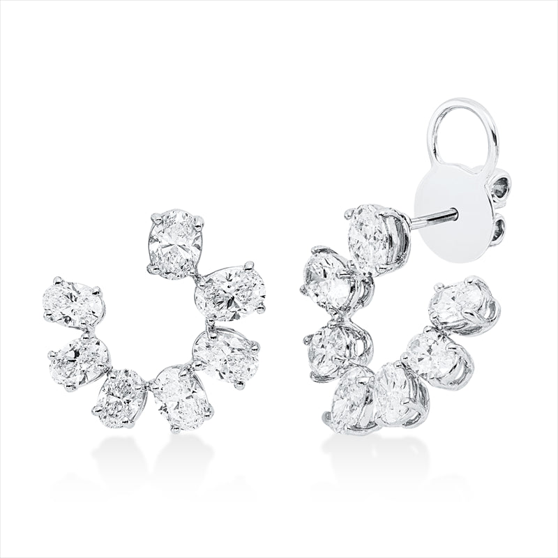 Ohrschmuck 18 kt WG, 4 Oval 1,37 ct, 4 Oval 1,60 ct, 6 Oval 1,49 ct, D/TW-vsi/si