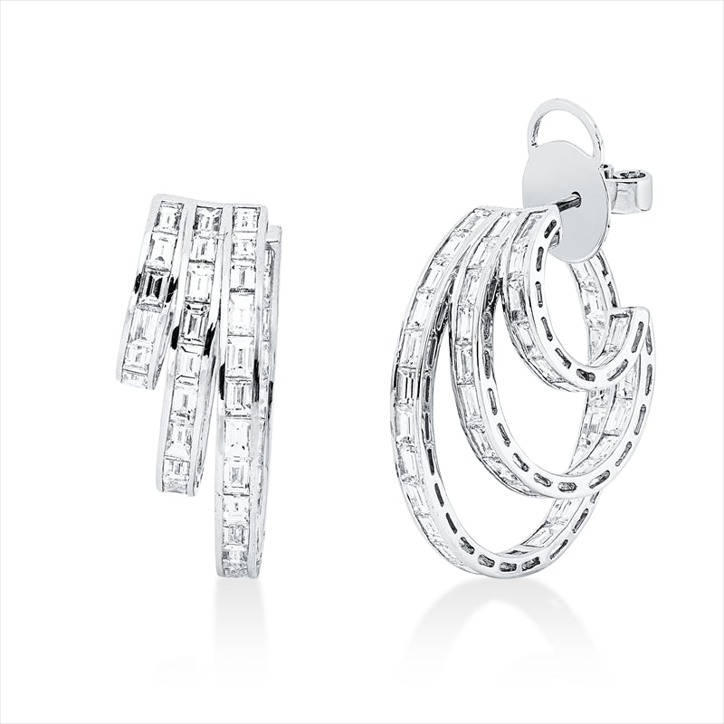 Ohrschmuck 18 kt WG, 26 Bag. 1,95 ct, D/TW-vsi/si, 66 Bag. 4,35 ct, D/TW-vsi/si