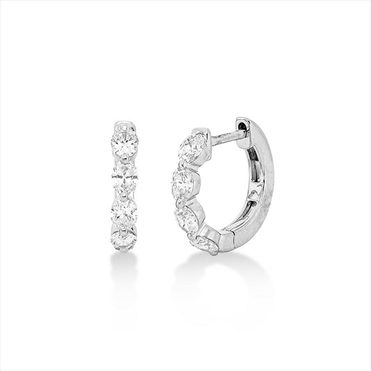 Creolen 18 kt WG, 8 Oval 0,56 ct, F-vsi