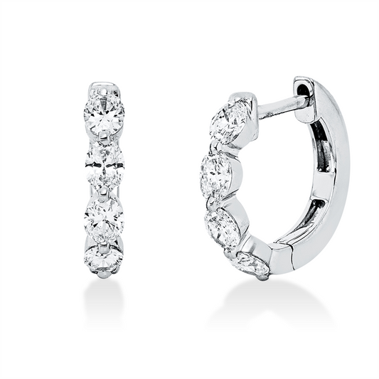 Creolen 18 kt WG, 8 Oval 0,56 ct, F-vsi