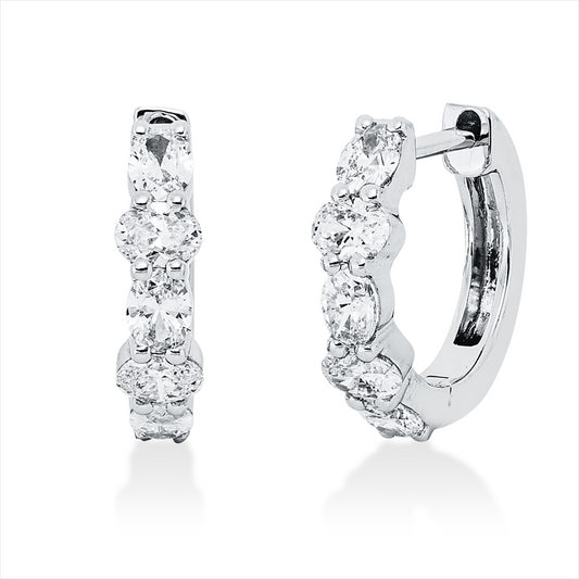 Creolen 18 kt WG, 10 Oval 0,60 ct, F-si