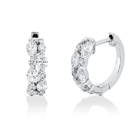 Creolen 18 kt WG, 20 Fant-Schl. 0,70 ct, TW-si
