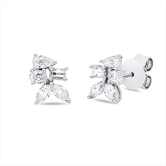 Ohrstecker 18 kt WG, 10 Fant-Schl. 0,84 ct, F-vsi/si