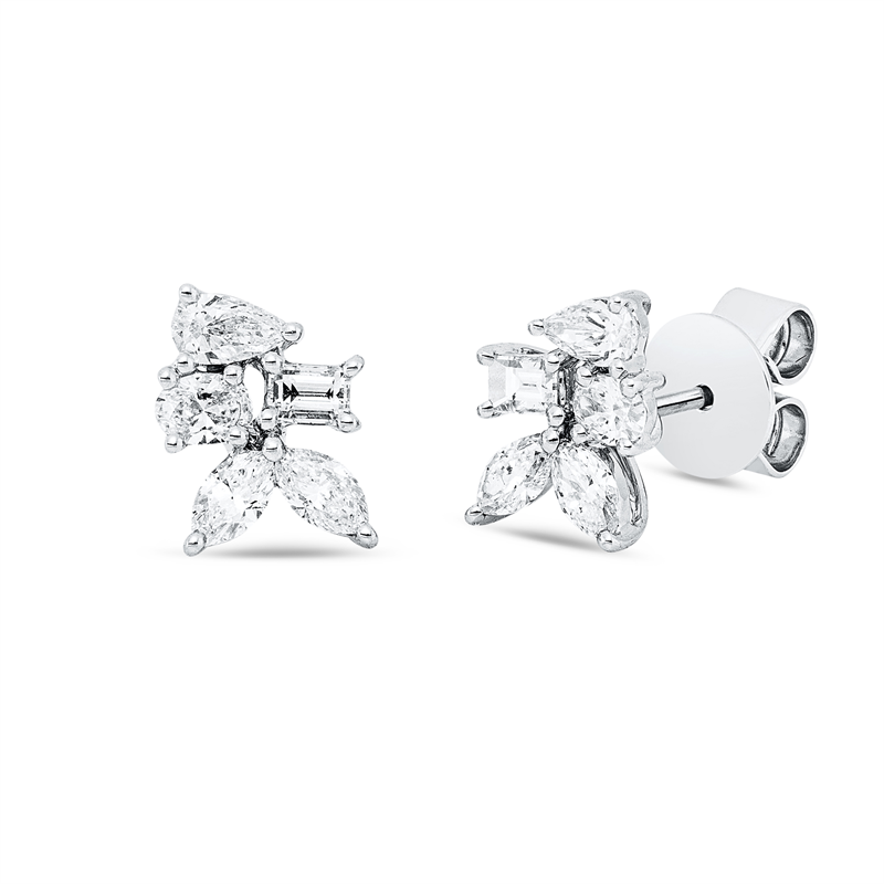 Ohrstecker 18 kt WG, 10 Fant-Schl. 0,84 ct, F-vsi/si