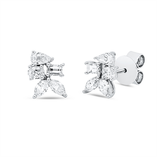 Ohrstecker 18 kt WG, 10 Fant-Schl. 0,84 ct, F-vsi/si