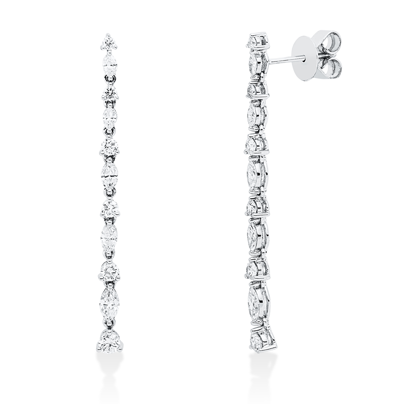 Ohrschmuck 18 kt WG, 10 Nav. 0,76 ct, TW-vsi/si, 12 Brill. 0,57 ct, TW-vsi/si