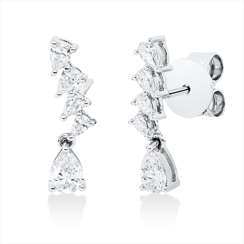 Ohrstecker 18 kt WG, 10 Tropfen 0,54 ct, F-vsi/si