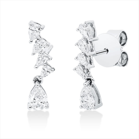 Ohrstecker 18 kt WG, 10 Tropfen 0,54 ct, F-vsi/si