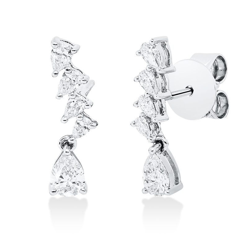 Ohrstecker 18 kt WG, 10 Tropfen 0,54 ct, F-vsi/si