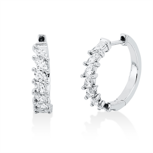 Creolen 18 kt WG, 16 Nav. 0,62 ct, F-si