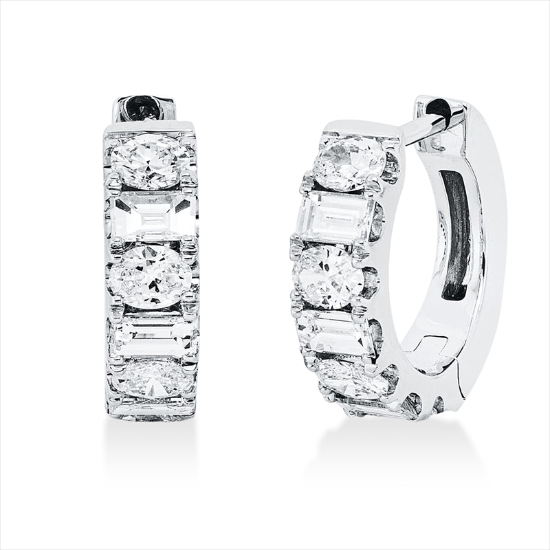 Creolen 18 kt WG, 14 Fant-Schl. 0,77 ct, TW-si