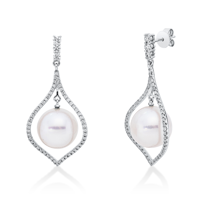 Ohrschmuck 18 kt WG, 112 Brill. 0,68 ct, F-vsi, 2 SS weiß 12 mm