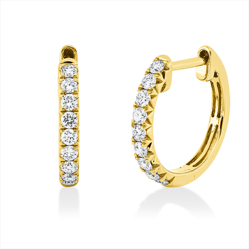 Creolen 18 kt GG, 18 Brill. 0,34 ct, TW-vsi/si