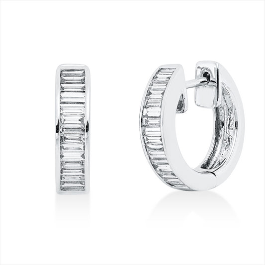 Creolen 18 kt WG, 30 Bag. 0,91 ct, TW-vsi