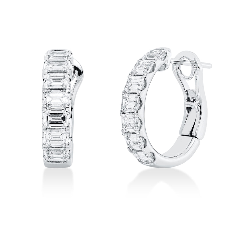 Creolen 18 kt WG, 14 Sm.schliff 2,10 ct, TW-vsi