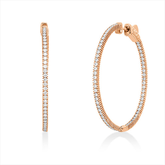 Creolen 18 kt RG, 130 Brill. 1,27 ct, F-si