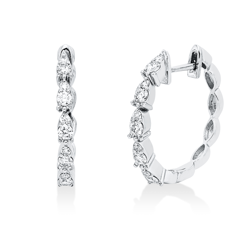 Creolen 18 kt WG, 20 Brill. 0,43 ct, F-si