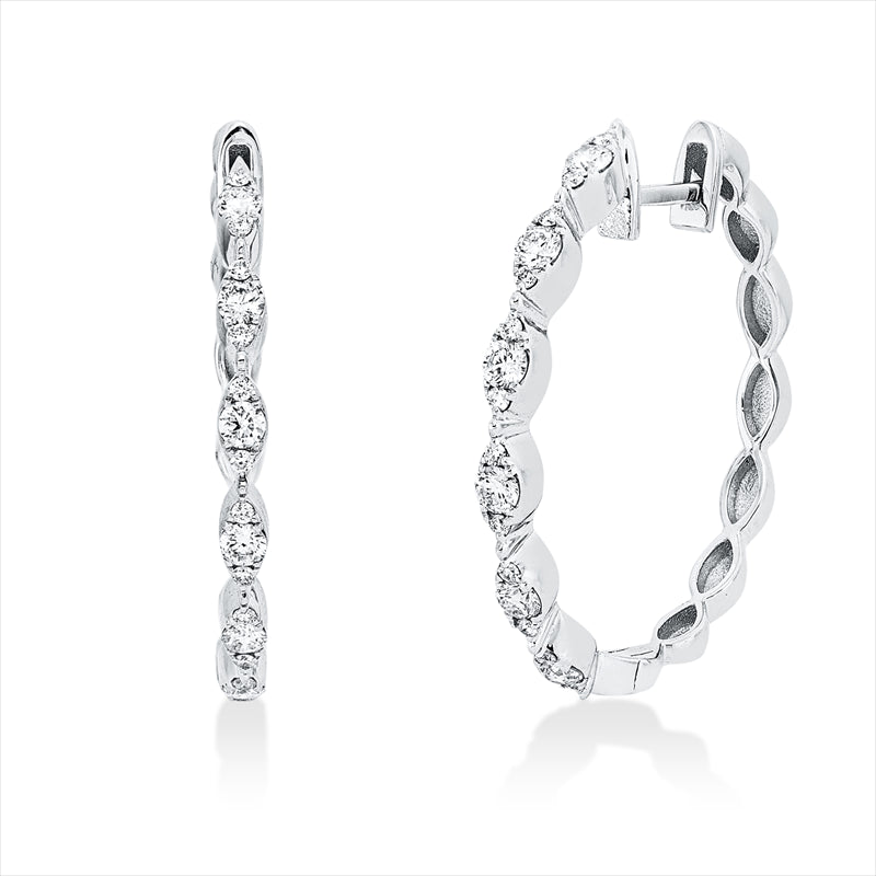 Creolen 18 kt WG, 36 Brill. 0,45 ct, F-si