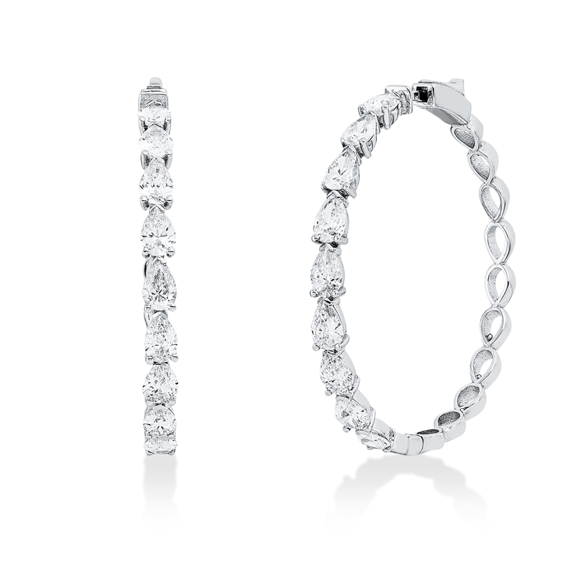 Creolen 18 kt WG, 18 Tropfen 2,80 ct, TW-si