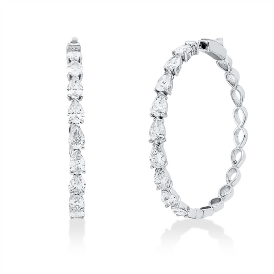 Creolen 18 kt WG, 18 Tropfen 2,80 ct, TW-si