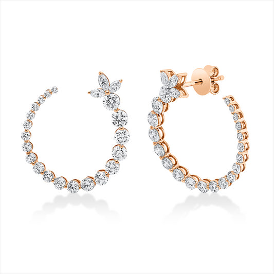 Ohrstecker 18 kt RG, 6 Nav. 0,23 ct, TW-vsi/si, 40 Brill. 0,93 ct, TW-vsi/si