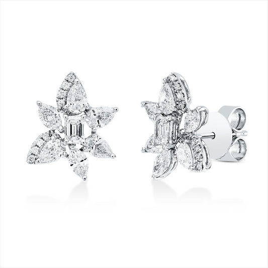 Creolen 14 kt WG, 22 Brill. 0,15 ct, TW-si, 2 Rubine 1,55 ct rot