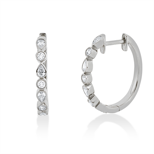 Creolen 18 kt WG, 8 Tropfen 0,43 ct, TW-si, 6 Brill. 0,21 ct, TW-si