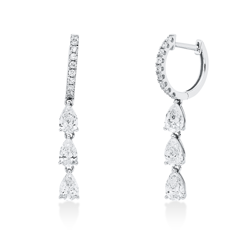 Creolen 18 kt WG, 6 Tropfen 1,49 ct, TW-si, 18 Brill. 0,16 ct, TW-si