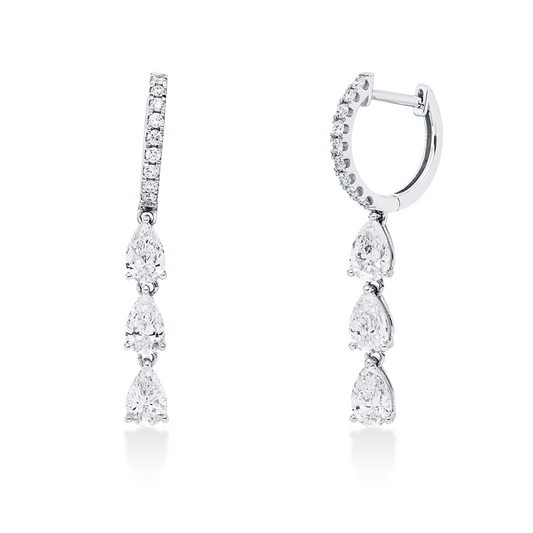 Creolen 18 kt WG, 6 Tropfen 1,49 ct, TW-si, 18 Brill. 0,16 ct, TW-si