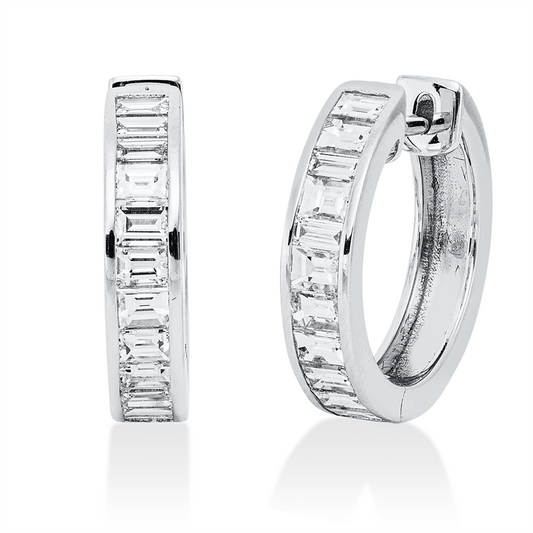 Creolen 18 kt WG, 22 Bag. 1,28 ct, TW-si
